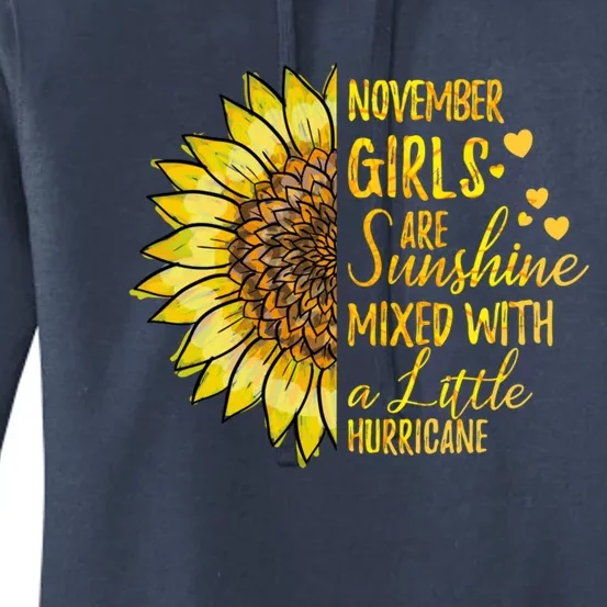 November Girls Are Sunshines Mixed Hurricane Sunflower Lover Cool Gift Women's Pullover Hoodie