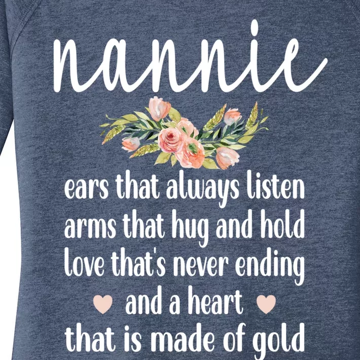 Nannie Grandmother Appreciation Flowers Nannie Grandma Gift Women's Perfect Tri Tunic Long Sleeve Shirt