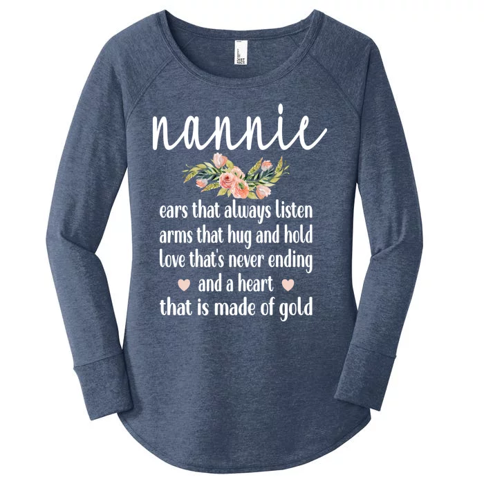 Nannie Grandmother Appreciation Flowers Nannie Grandma Gift Women's Perfect Tri Tunic Long Sleeve Shirt