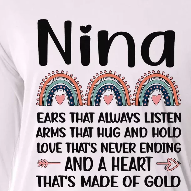 Nina Grandmother Appreciation Nina Grandma Rainbow Cooling Performance Long Sleeve Crew