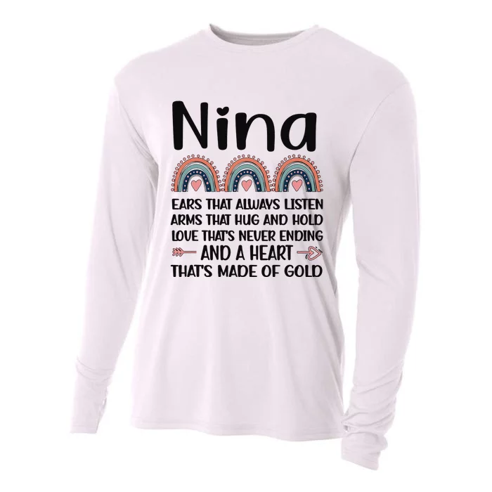 Nina Grandmother Appreciation Nina Grandma Rainbow Cooling Performance Long Sleeve Crew