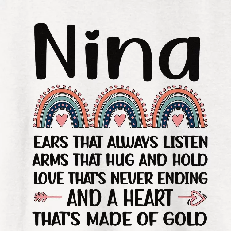 Nina Grandmother Appreciation Nina Grandma Rainbow Women's Crop Top Tee