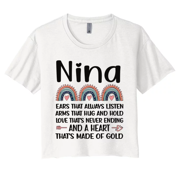 Nina Grandmother Appreciation Nina Grandma Rainbow Women's Crop Top Tee