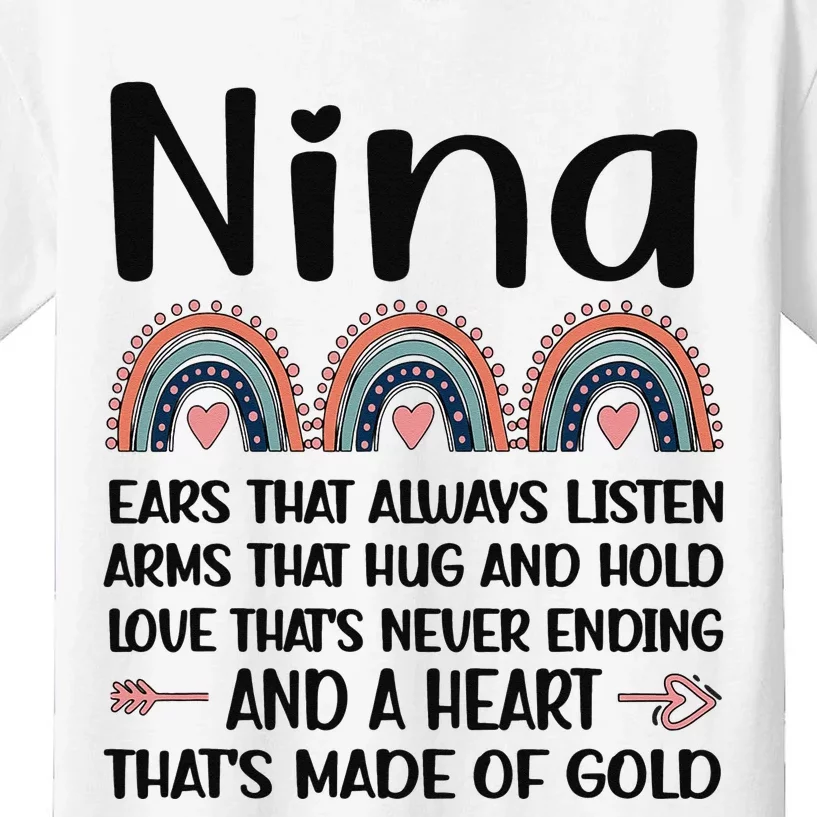 Nina Grandmother Appreciation Nina Grandma Rainbow Kids T-Shirt