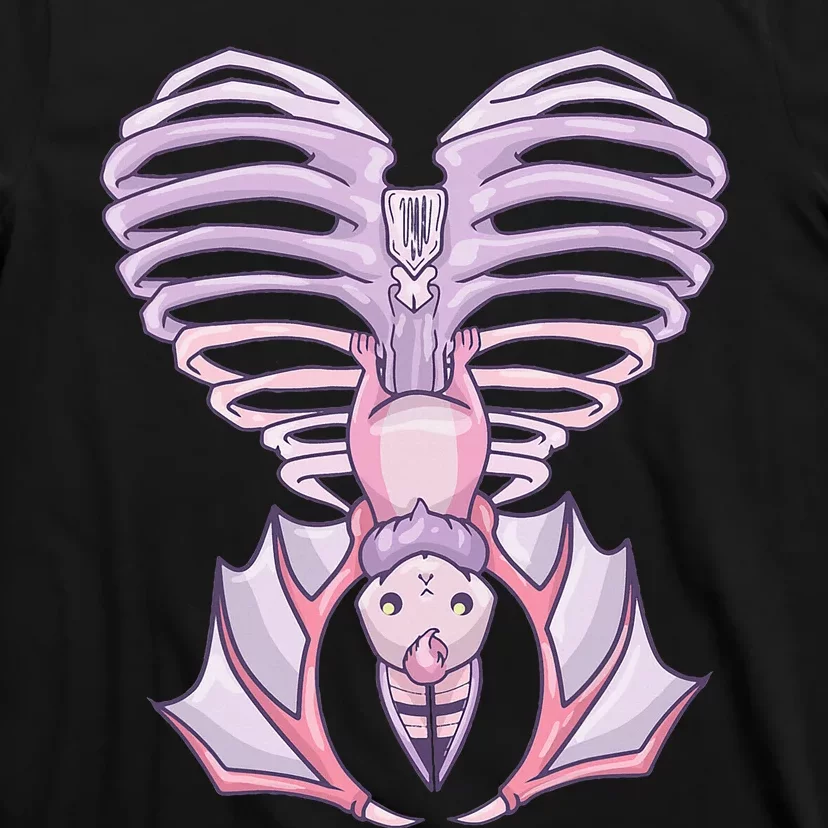 Nu Goth Aesthetic Cute Pastel Goth Bat Ribcage T-Shirt