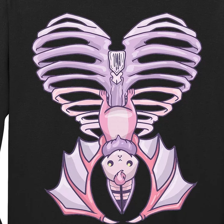 Nu Goth Aesthetic Cute Pastel Goth Bat Ribcage Tall Long Sleeve T-Shirt