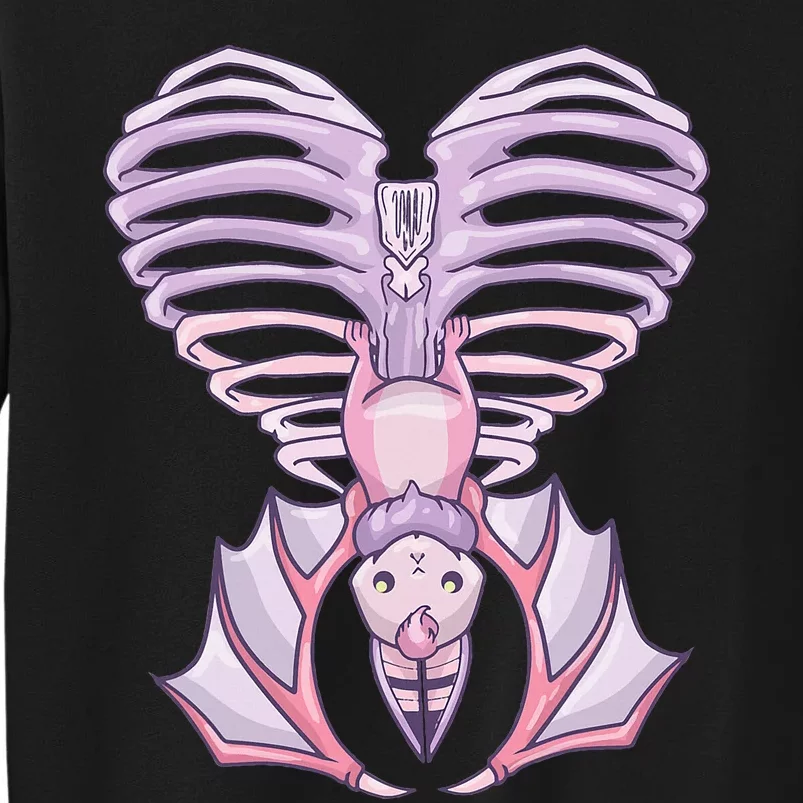 Nu Goth Aesthetic Cute Pastel Goth Bat Ribcage Tall Sweatshirt