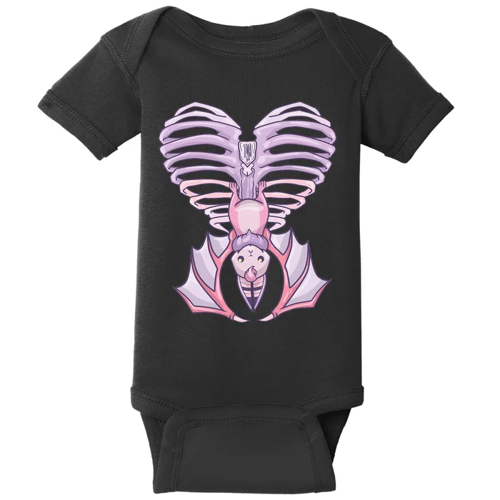 Nu Goth Aesthetic Cute Pastel Goth Bat Ribcage Baby Bodysuit