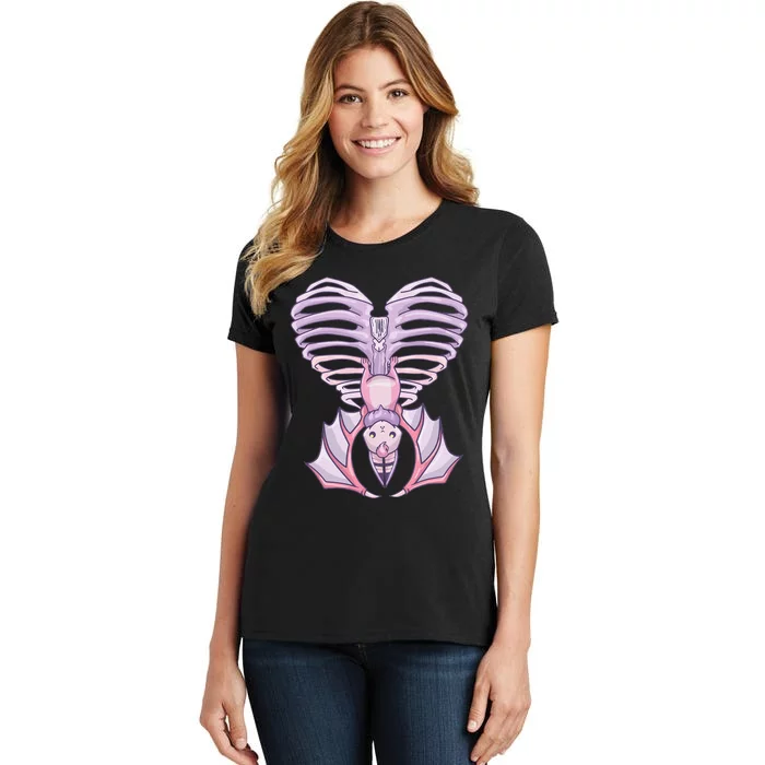 Nu Goth Aesthetic Cute Pastel Goth Bat Ribcage Women's T-Shirt