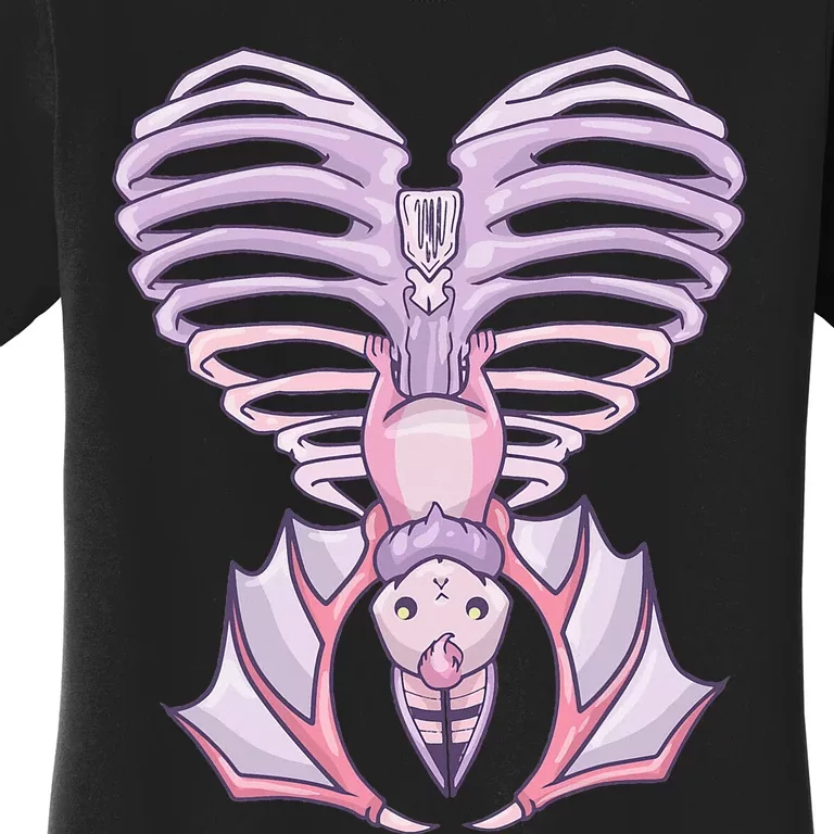 Nu Goth Aesthetic Cute Pastel Goth Bat Ribcage Women's T-Shirt