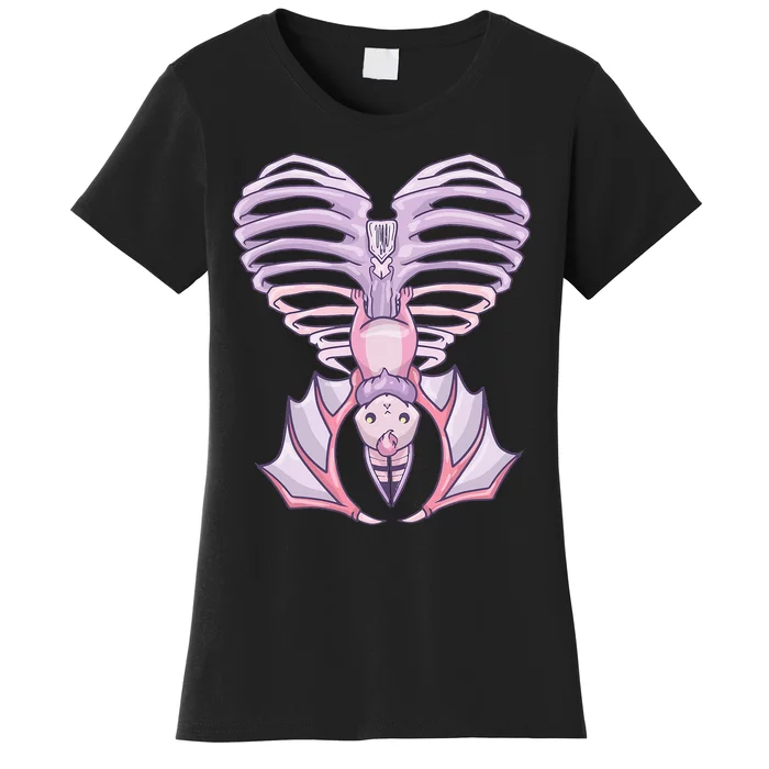 Nu Goth Aesthetic Cute Pastel Goth Bat Ribcage Women's T-Shirt