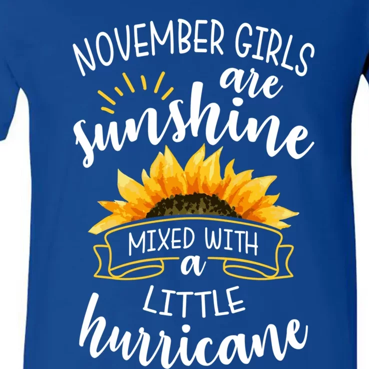 November Girls Are Sunshine Mixed With A Little Hurricane Gift V-Neck T-Shirt