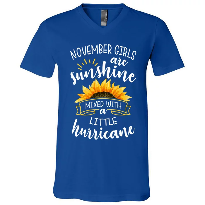 November Girls Are Sunshine Mixed With A Little Hurricane Gift V-Neck T-Shirt