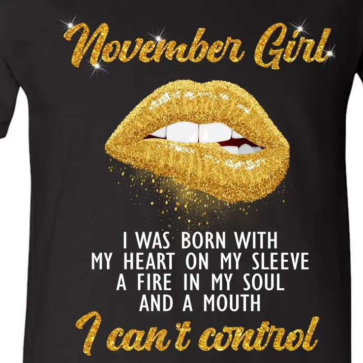 November Girl Birthday Gift V-Neck T-Shirt