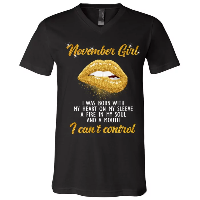 November Girl Birthday Gift V-Neck T-Shirt