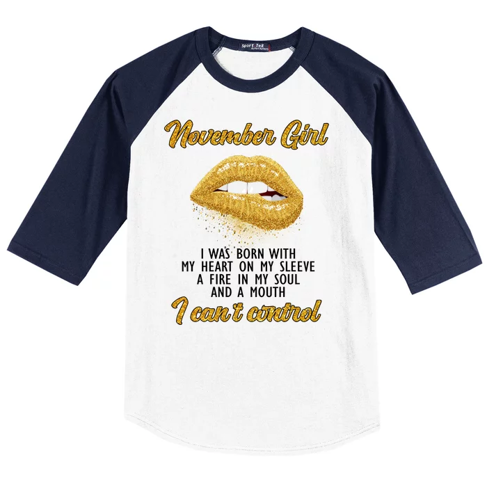 November Girl Birthday Gift Baseball Sleeve Shirt