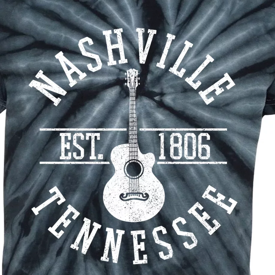 Nashville Gift Country Music City Guitar Gift Kids Tie-Dye T-Shirt