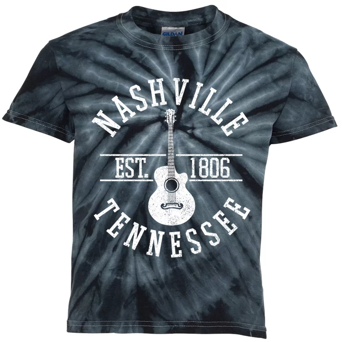 Nashville Gift Country Music City Guitar Gift Kids Tie-Dye T-Shirt