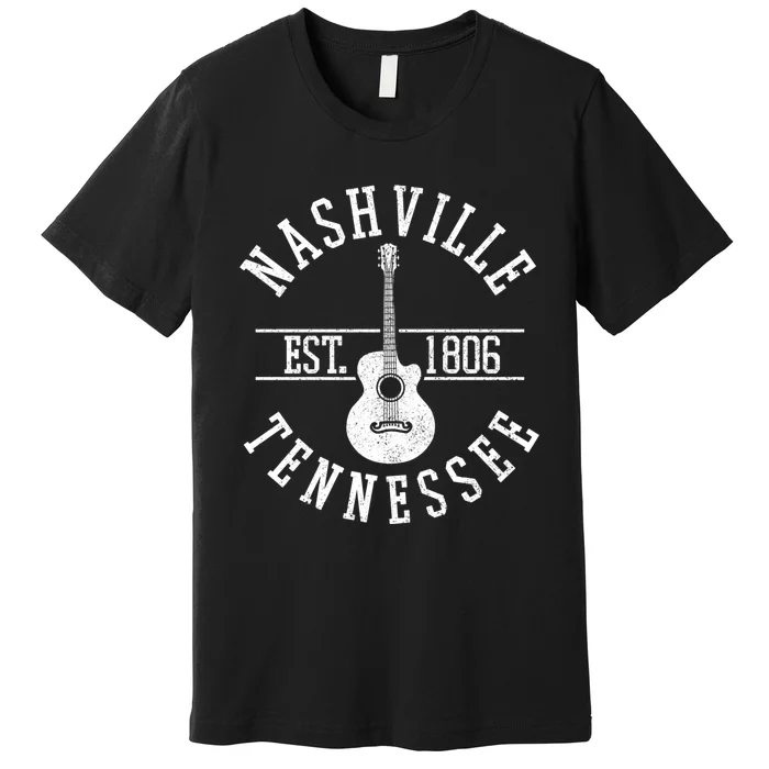 Nashville Gift Country Music City Guitar Gift Premium T-Shirt