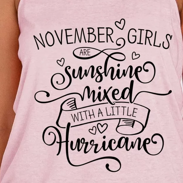 November Girl Cute Gift Sunshine Mixed With A Little Hurricane Cool Gift Women's Knotted Racerback Tank