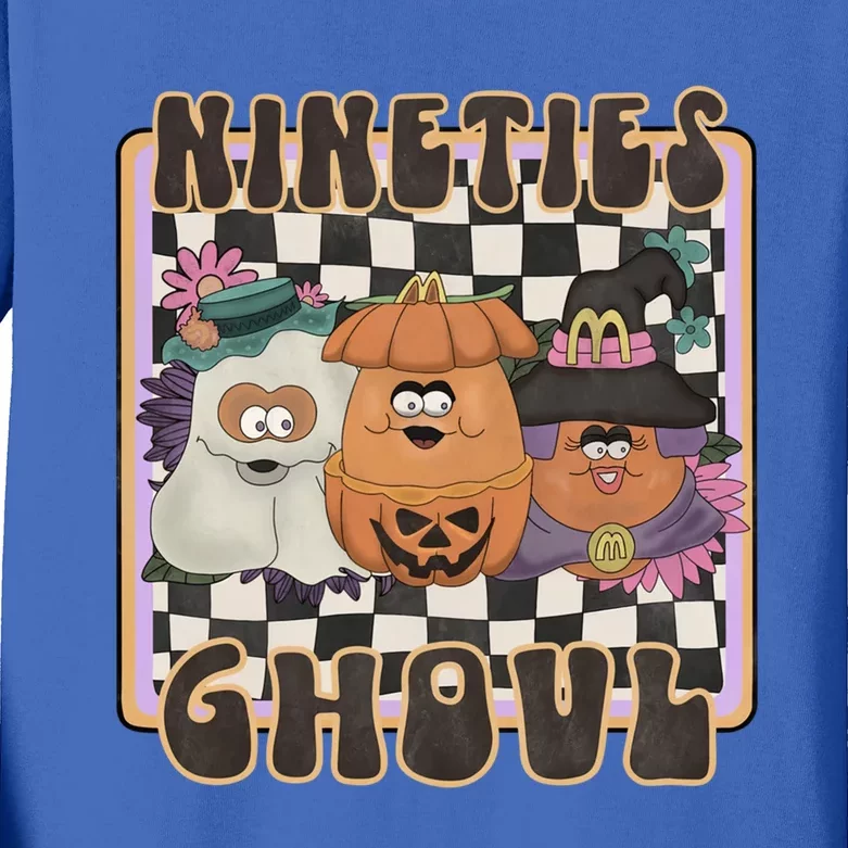 Nineties Ghoul Chicken Nugget Halloween 90S Nostalgia Gift Kids Long Sleeve Shirt