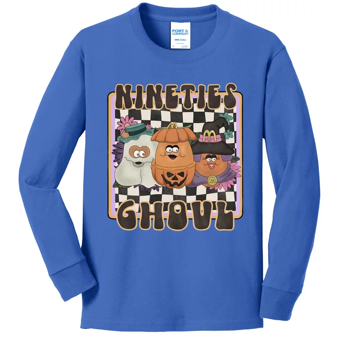 Nineties Ghoul Chicken Nugget Halloween 90S Nostalgia Gift Kids Long Sleeve Shirt