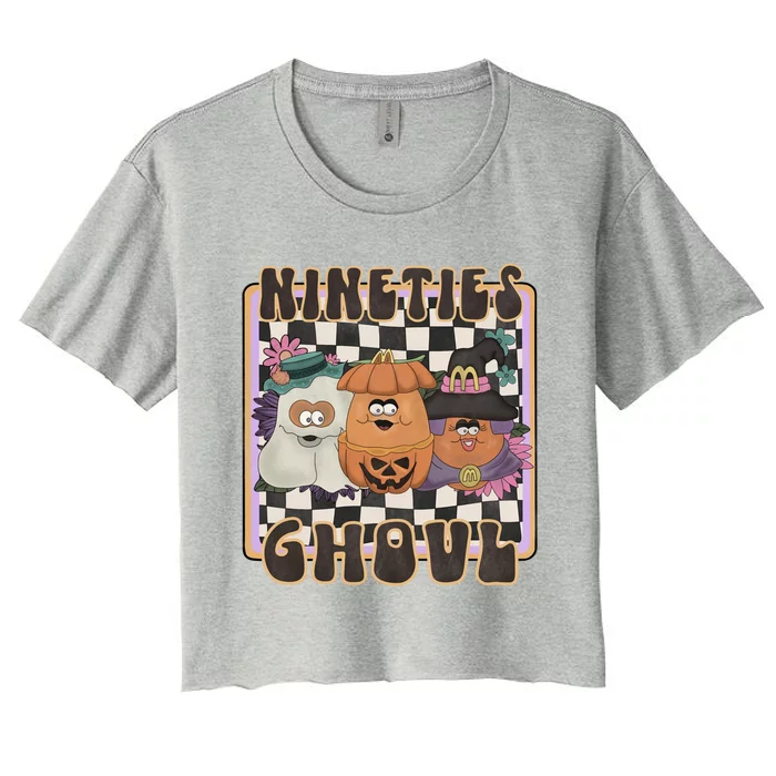 Nineties Ghoul Chicken Nugget Halloween 90S Nostalgia Gift Women's Crop Top Tee