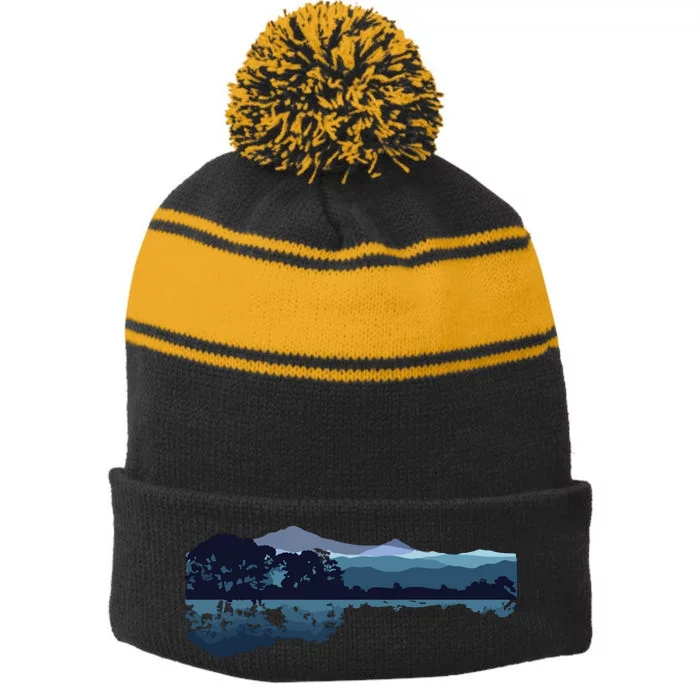 Nature Guitar Cute Music Environment Lovers Tee Gift Stripe Pom Pom Beanie