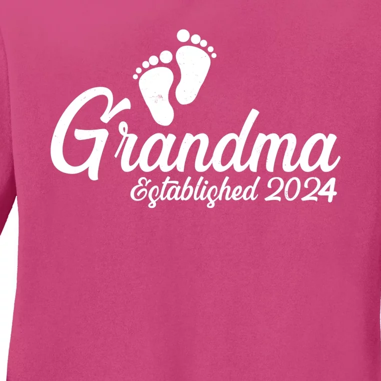 New Grandma Established 2024 Family Ladies Long Sleeve Shirt