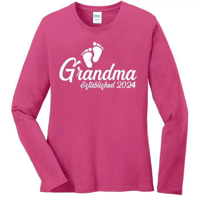 New Grandma Established 2024 Family Ladies Long Sleeve Shirt