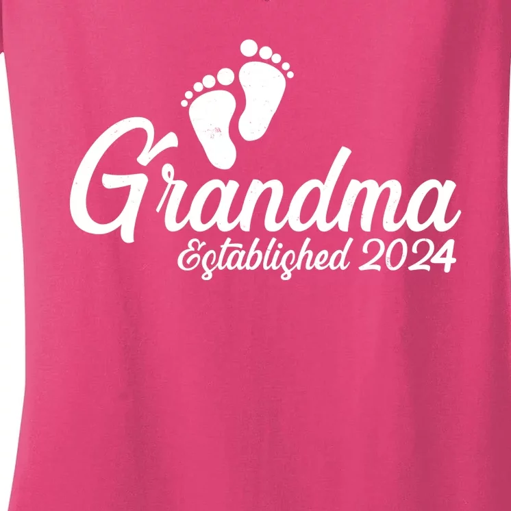 New Grandma Established 2024 Family Women's V-Neck T-Shirt