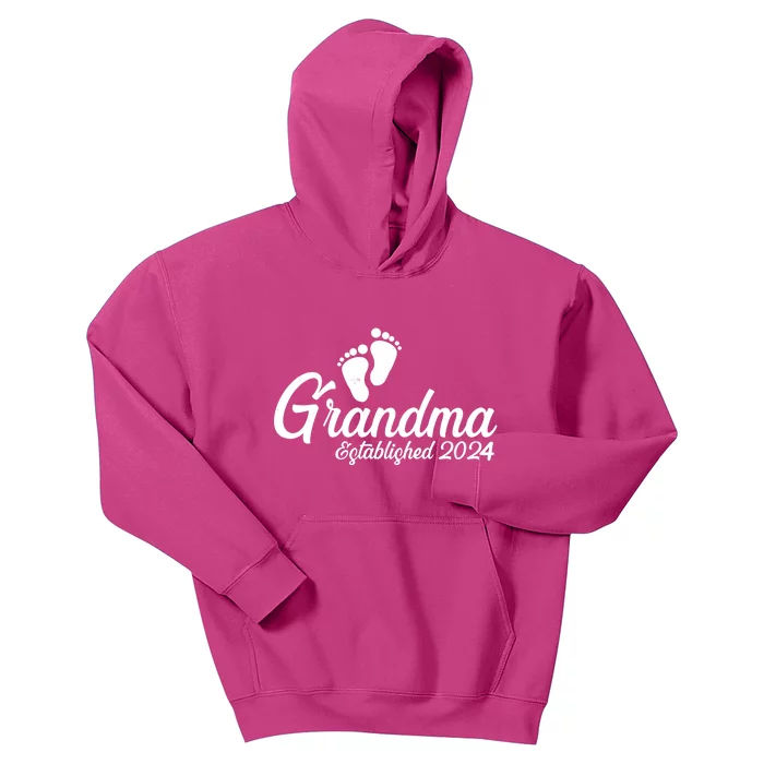 New Grandma Established 2024 Family Kids Hoodie