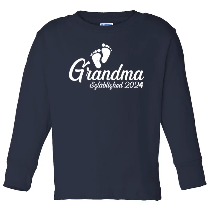 New Grandma Established 2024 Family Toddler Long Sleeve Shirt