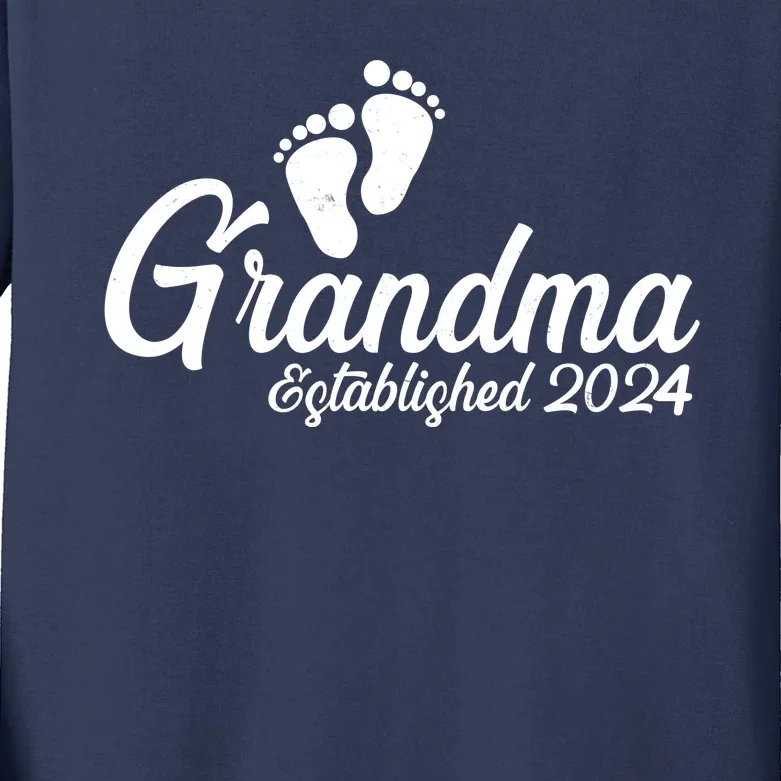 New Grandma Established 2024 Family Kids Long Sleeve Shirt