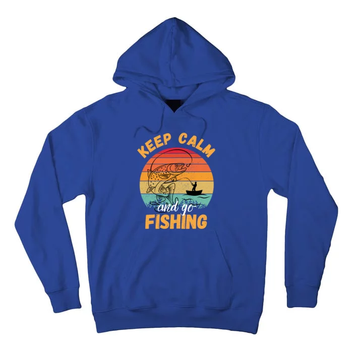 National Go Fishing Day Fisher Sunset Vintage Fishing Gift Tall Hoodie