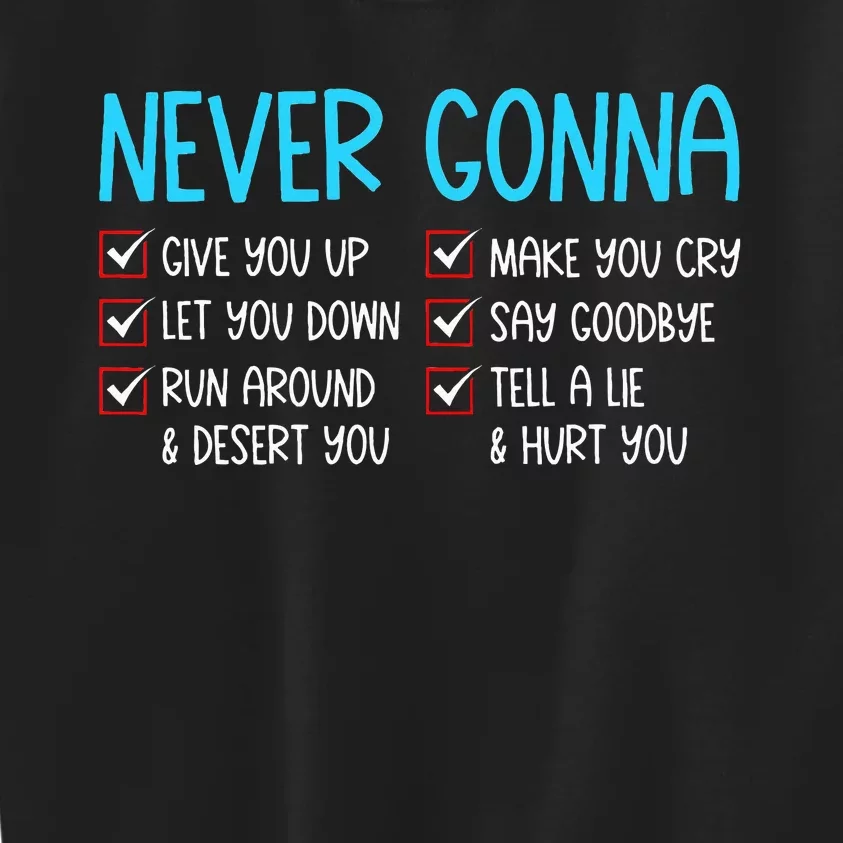 Never Gonna Funny Valentines Day Give You Up Matching Couple Kids Sweatshirt