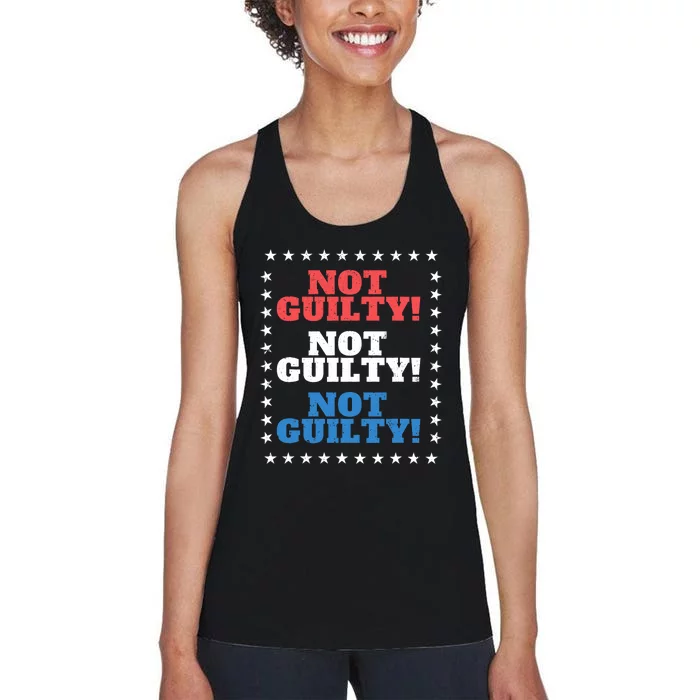 Not Guilty Funny Convicted Felon Pro Trump Is Innocent Women's Racerback Tank