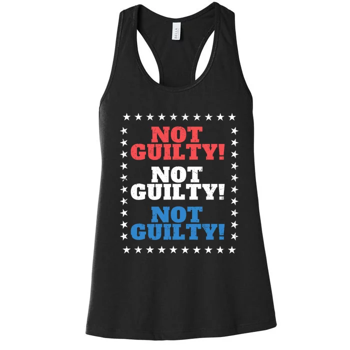 Not Guilty Funny Convicted Felon Pro Trump Is Innocent Women's Racerback Tank