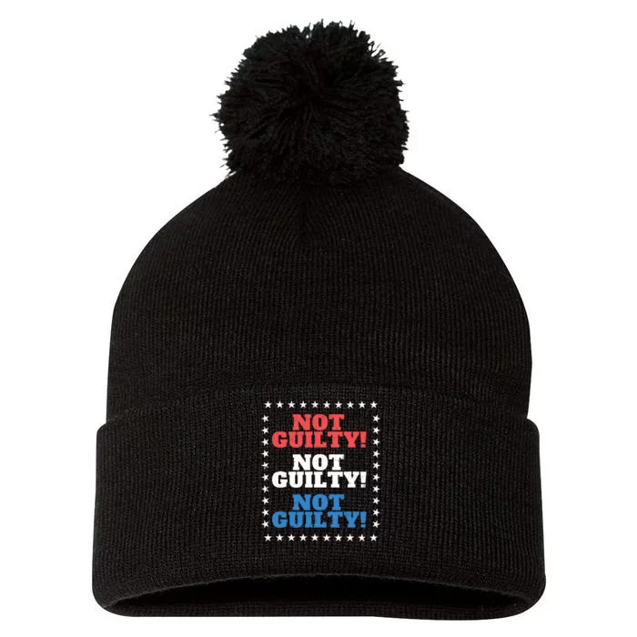 Not Guilty Funny Convicted Felon Pro Trump Is Innocent Pom Pom 12in Knit Beanie