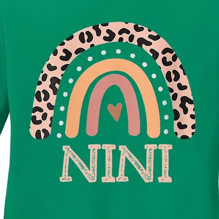 Nini Gifts For Mother Grandmother Family Rainbow Leopard Ladies Long Sleeve Shirt