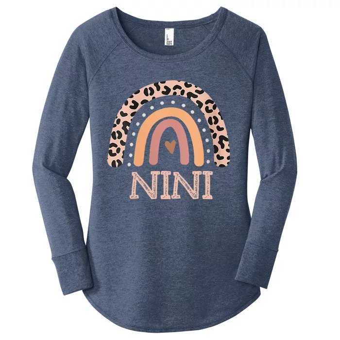 Nini Gifts For Mother Grandmother Family Rainbow Leopard Women's Perfect Tri Tunic Long Sleeve Shirt