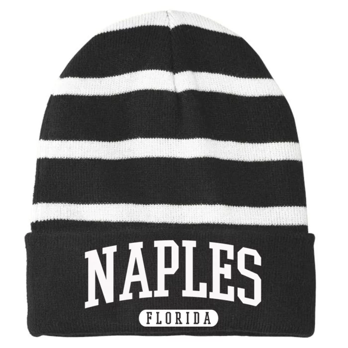 Naples Great Gift Cool Gift College University Florida Usa Striped Beanie with Solid Band