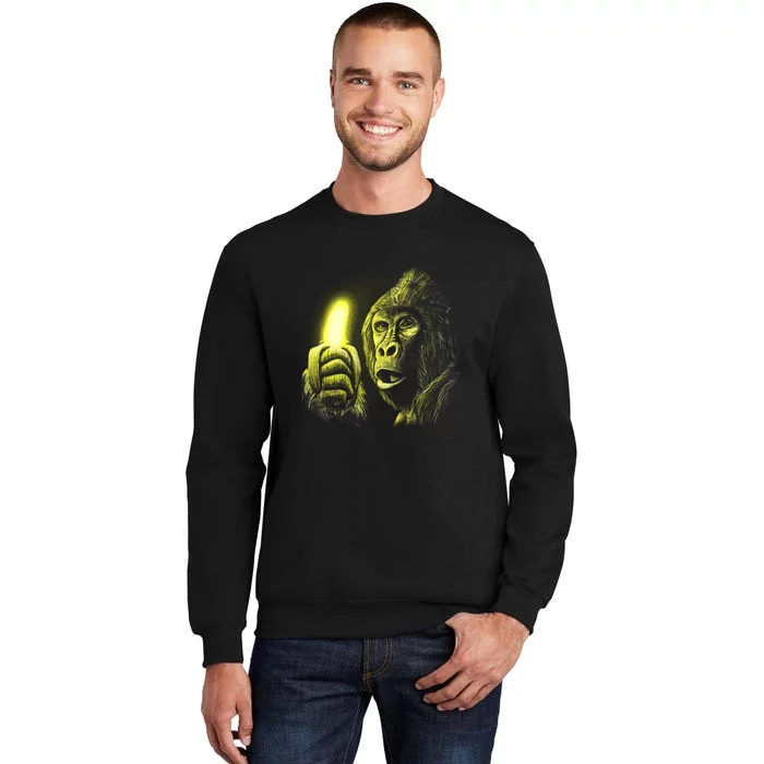 Neon Gorilla Holding Banana Sweatshirt