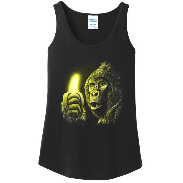 Neon Gorilla Holding Banana Ladies Essential Tank