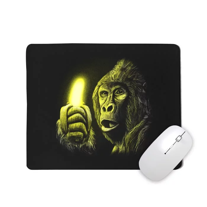 Neon Gorilla Holding Banana Mousepad