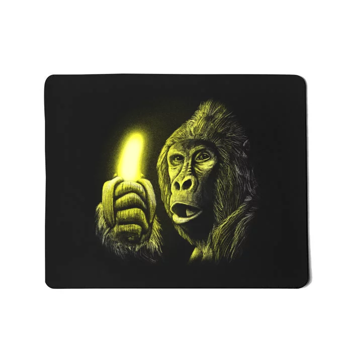 Neon Gorilla Holding Banana Mousepad