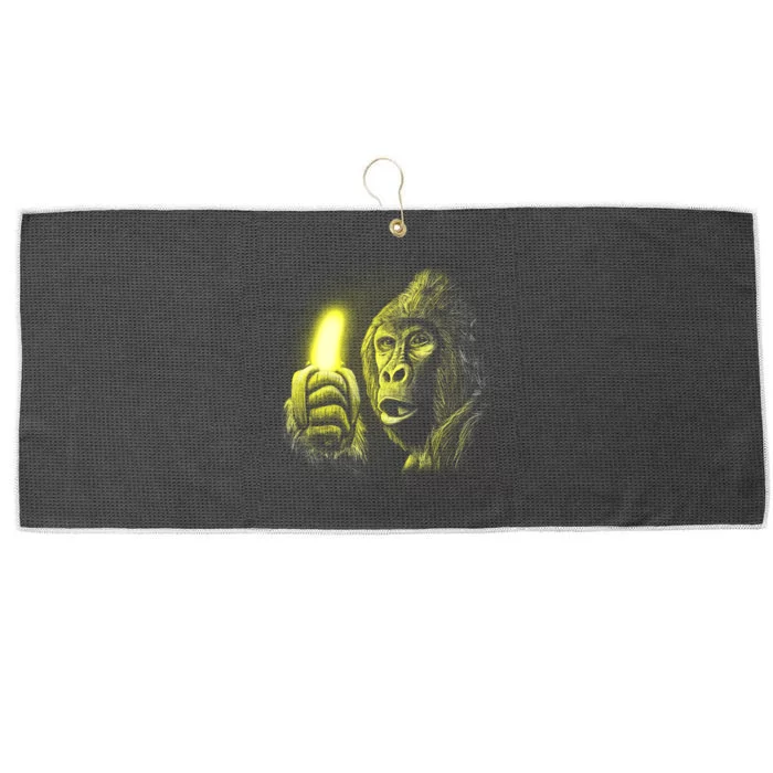 Neon Gorilla Holding Banana Large Microfiber Waffle Golf Towel