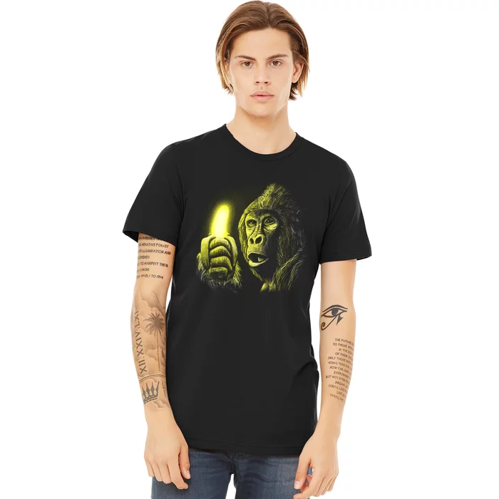 Neon Gorilla Holding Banana Premium T-Shirt