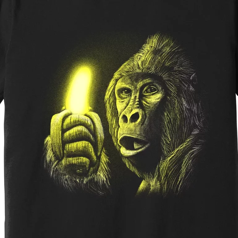 Neon Gorilla Holding Banana Premium T-Shirt