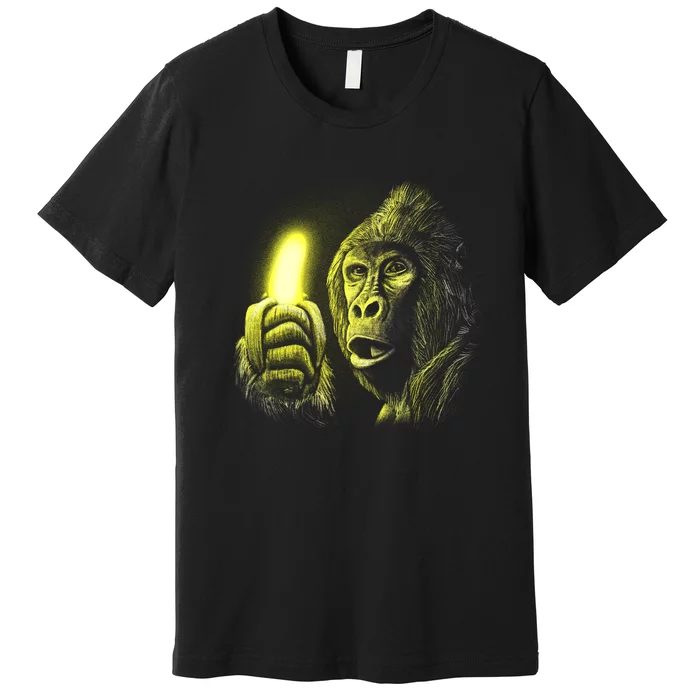 Neon Gorilla Holding Banana Premium T-Shirt